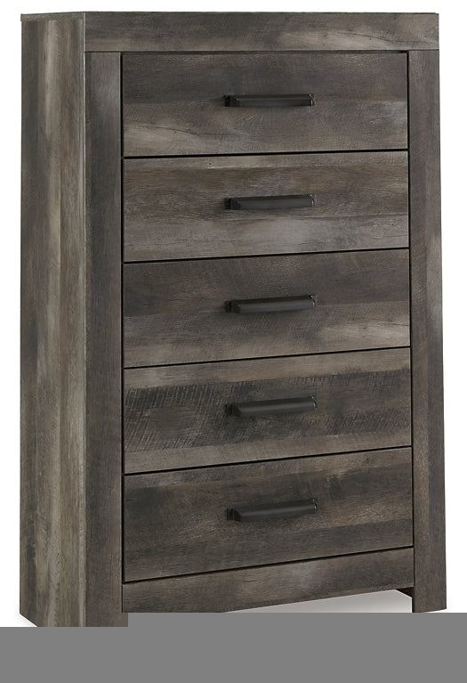 Wynnlow Queen Crossbuck Panel Bed with Mirrored Dresser, Chest and Nightstand