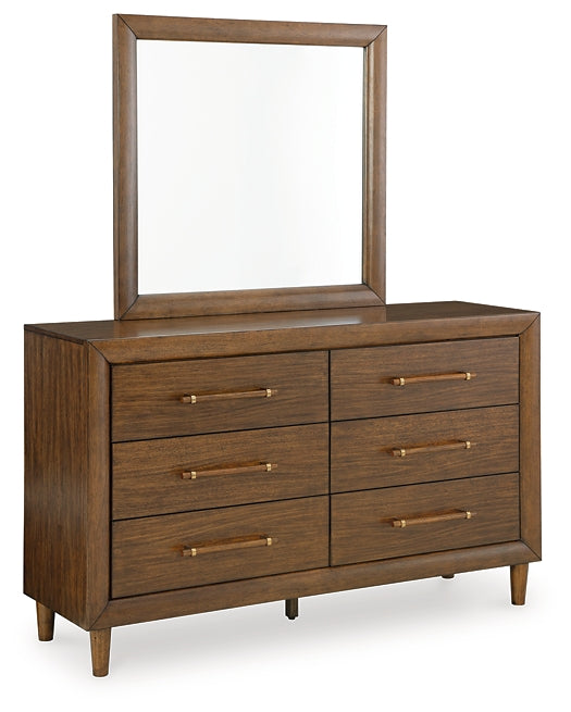 Lyncott Queen Upholstered Bed with Mirrored Dresser, Chest and Nightstand