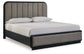 Rowanbeck King Upholstered Panel Bed with Mirrored Dresser and Nightstand