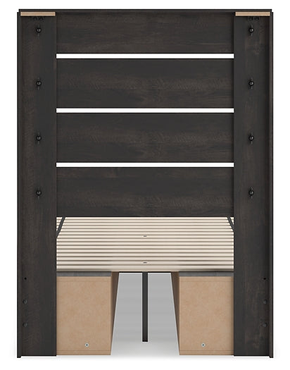 Hollivern Twin Panel Bed with Storage with Mirrored Dresser, Chest and Nightstand