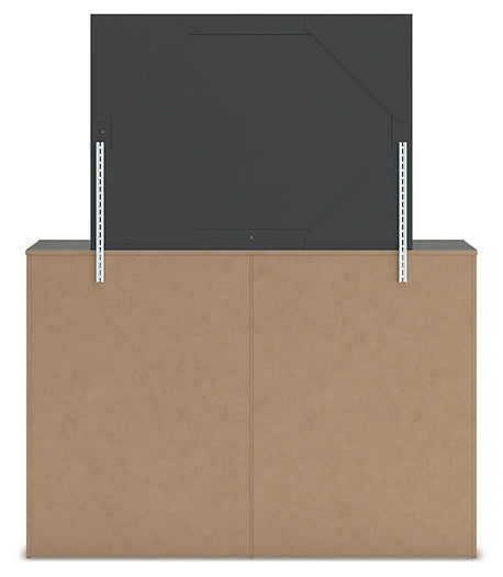 Fraluna Queen Panel Storage Bed with Mirrored Dresser