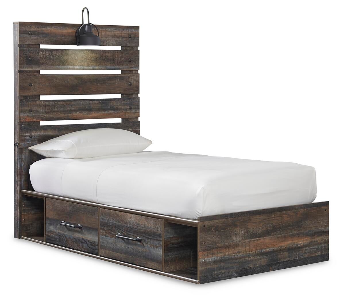 Drystan Full Panel Bed with 4 Storage Drawers, Dresser, Mirror, Chest and Nightstand