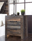 Drystan King Panel Bed with 2 Storage Drawers, Dresser, Mirror, Chest and Nightstand