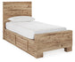 Hyanna Twin Panel Bed with 1 Side Storage, Dresser, Mirror, Chest and Nightstand