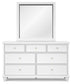 Fortman King Panel Bed with Mirrored Dresser
