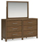 Cabalynn King Upholstered Bed with Mirrored Dresser and Nightstand