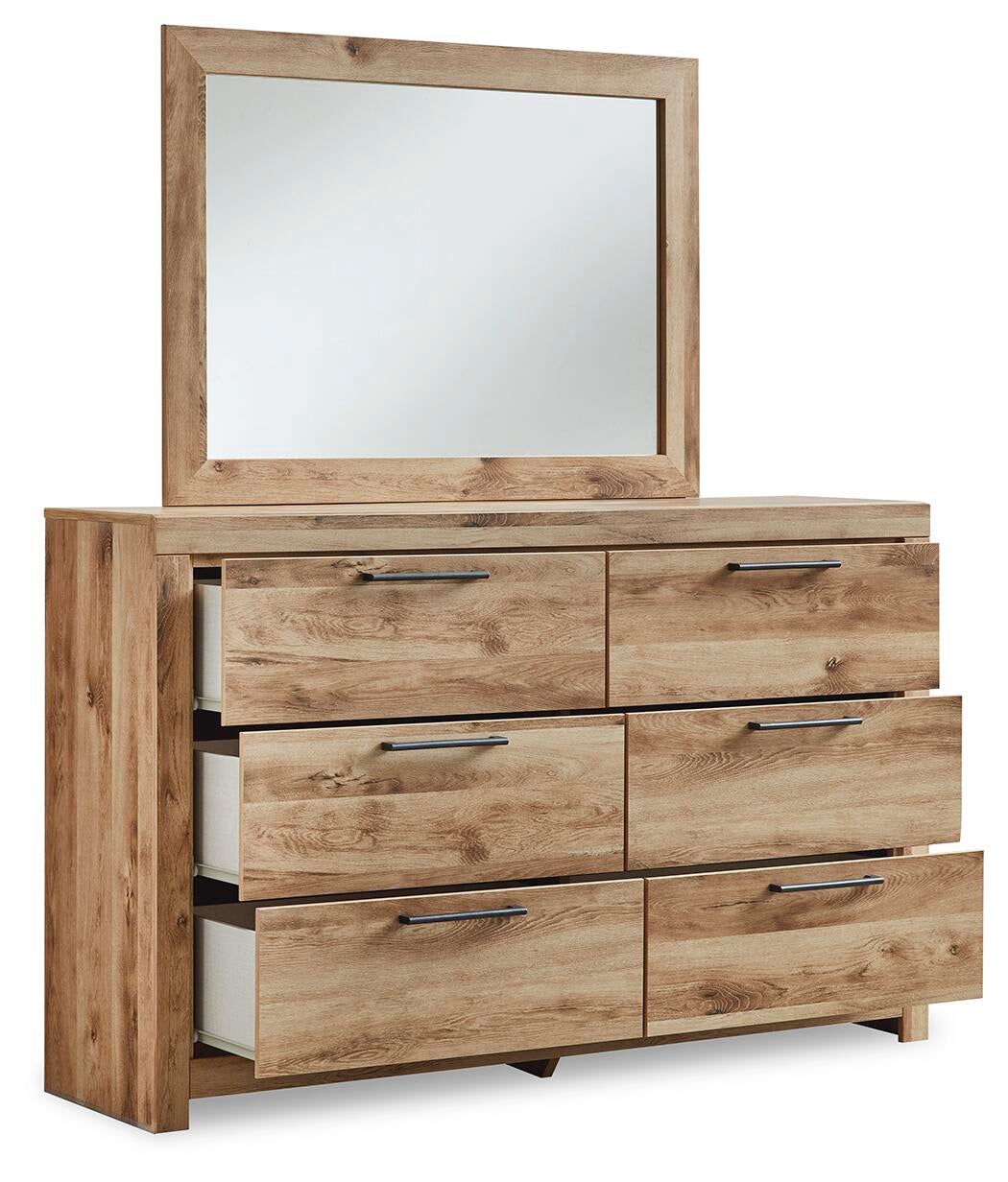 Hyanna Queen Panel Storage Bed with 2 Under Bed Storage Drawer, Dresser, Mirror and Nightstand