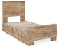 Hyanna Twin Panel Bed with 1 Side Storage, Dresser, Mirror and Nightstand