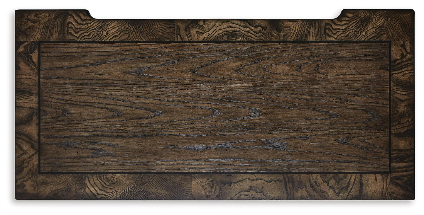 Maylee King Upholstered Bed, Dresser, Mirror, Chest and Nightstand