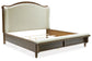 Sturlayne California King Upholstered Panel Bed, Dresser, Mirror and Nightstand
