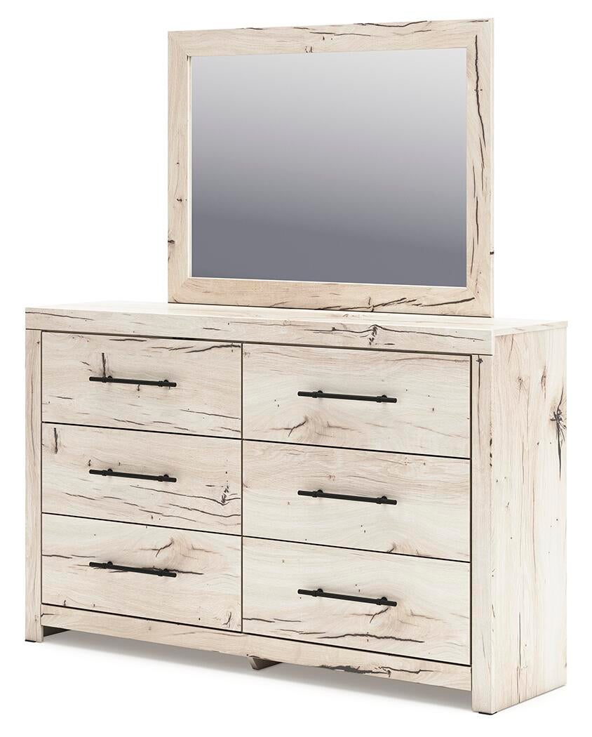 Lawroy Queen Panel Bed with Storage, Dresser, Mirror, Chest and Nightstand