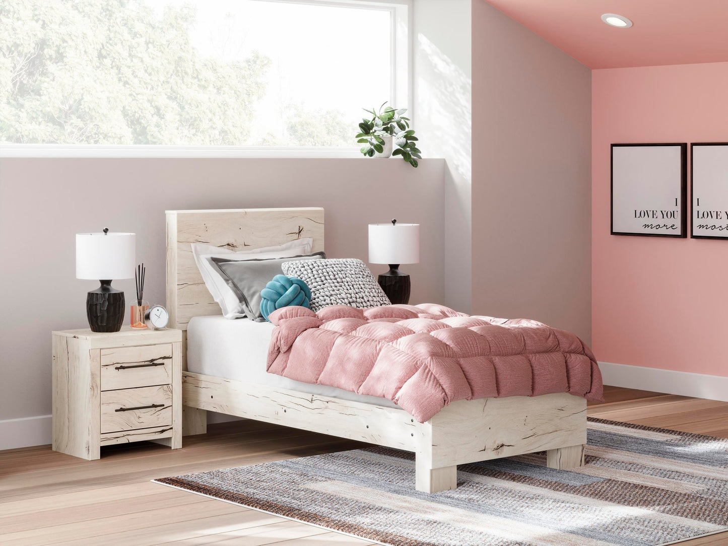 Lawroy Twin Panel Bed, Dresser and Mirror