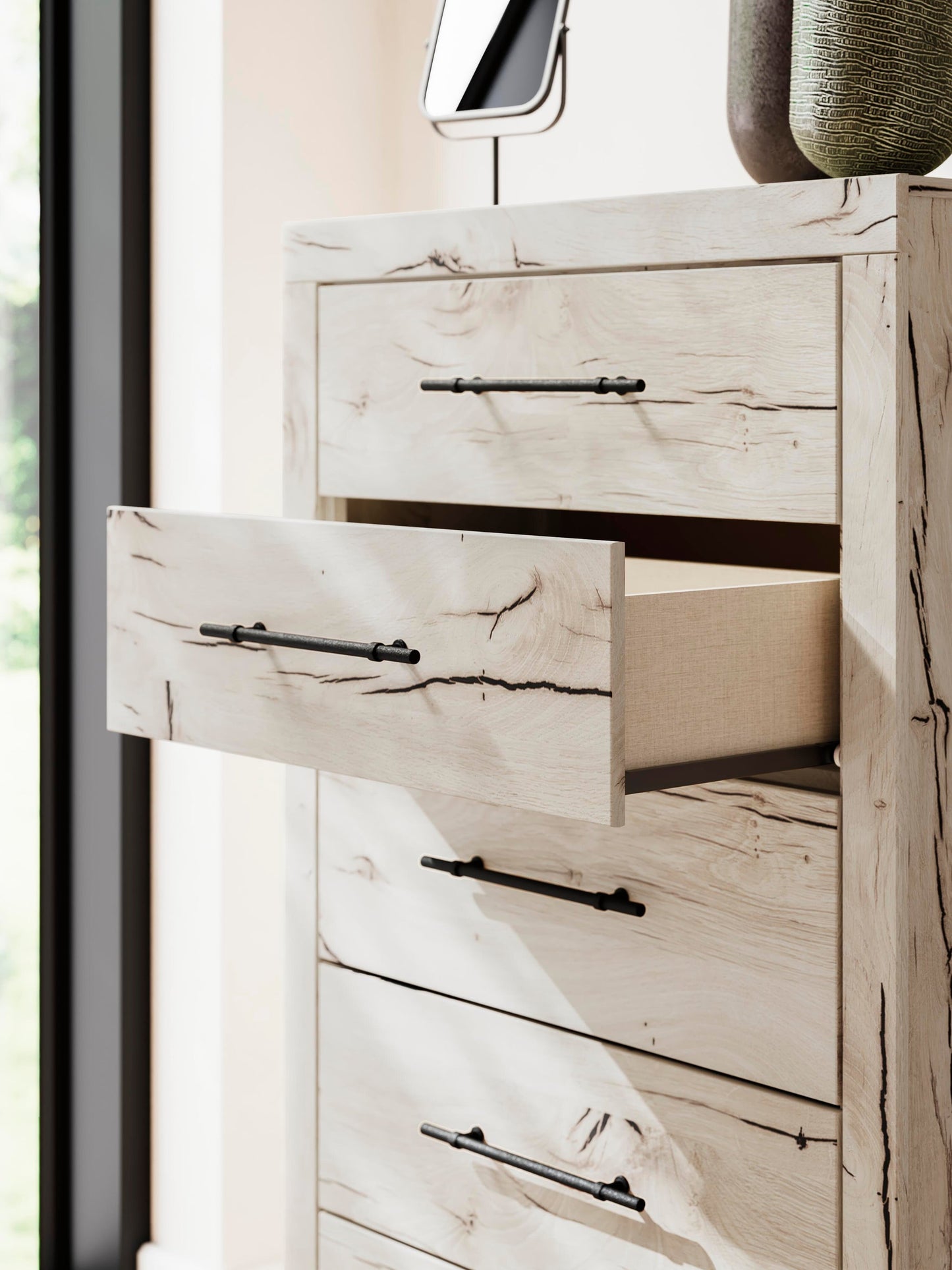 Lawroy Full Panel Storage Bed, Dresser, Mirror, Chest and Nightstand