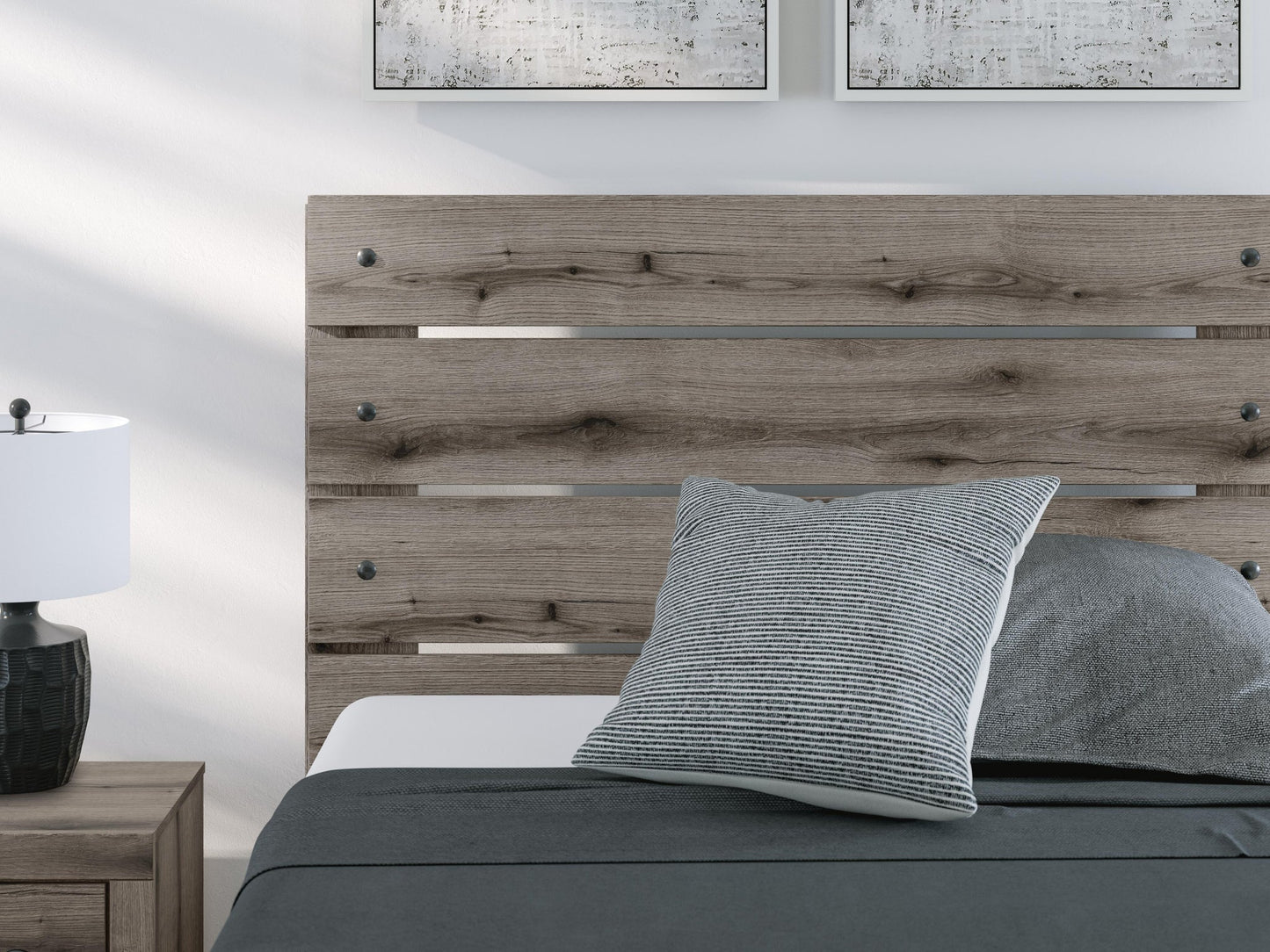 Graystorm Full Panel Bed with Storage, Dresser, Mirror and Nightstand