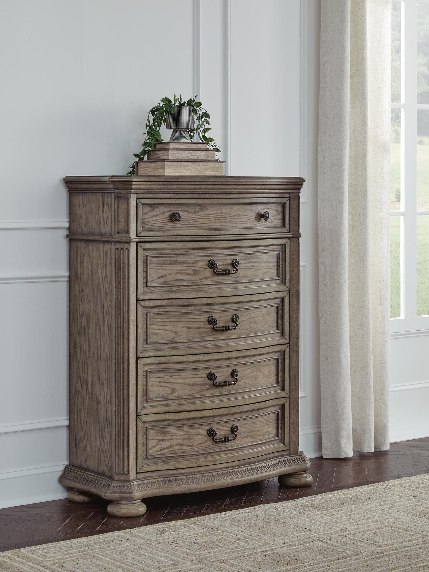 Ardenfield California King Upholstered Sleigh Bed, Dresser, Mirror, Chest and Nightstand