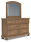 Feddinger Queen Storage Sleigh Bed with Mirrored Dresser