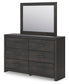 Delmorta Full Panel Bed, Dresser, Mirror, Chest and Nightstand