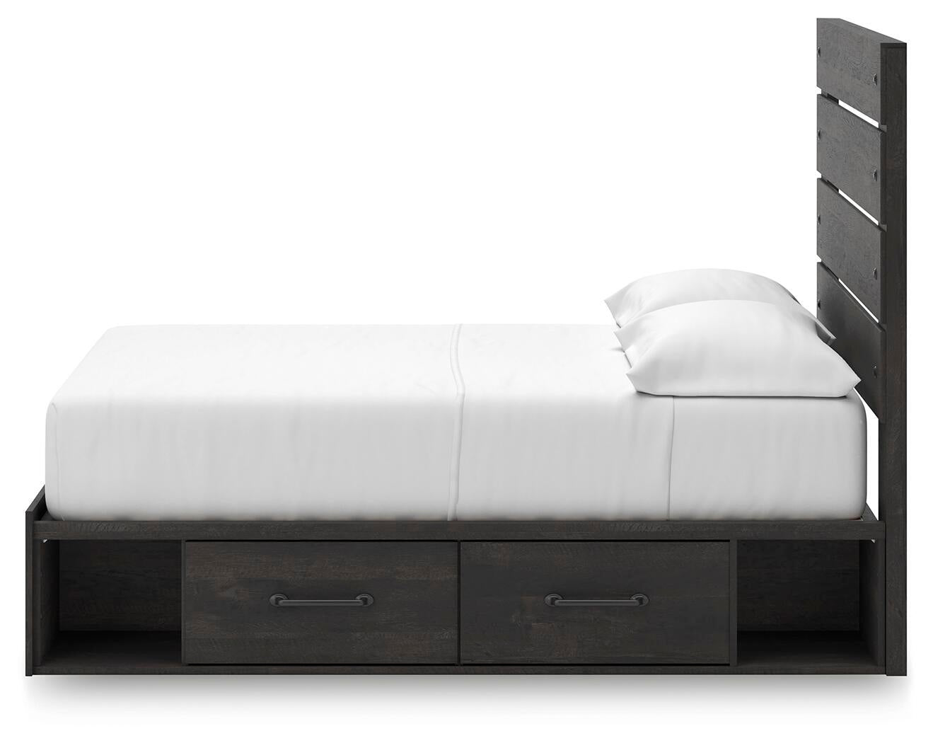 Hollivern Full Panel Bed with Storage, Dresser and Mirror