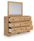 Galletyn King Panel Bed with Mirrored Dresser