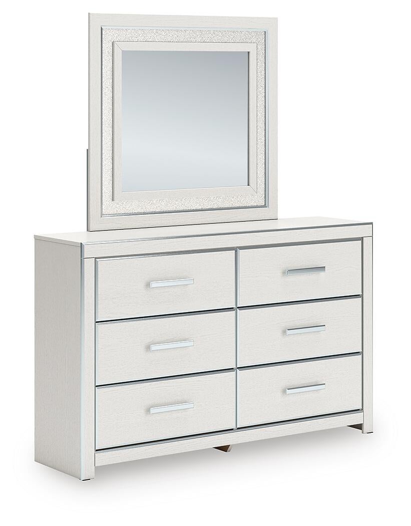Zuraleus Queen Upholstered Panel Bed, Dresser and Mirror