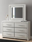 Zuraleus Queen Upholstered Panel Platform Storage Bed, Dresser and Mirror