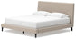 Cielden King Upholstered Bed with Roll Slats, Dresser and Mirror