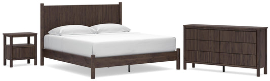 Pamytta King Panel Platform Bed, Dresser, Mirror and Nightstand