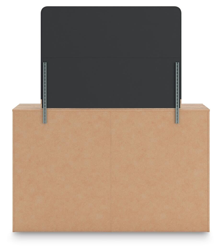 Kinlanni Queen Upholstered Panel Bed, Dresser, Mirror and Nightstand