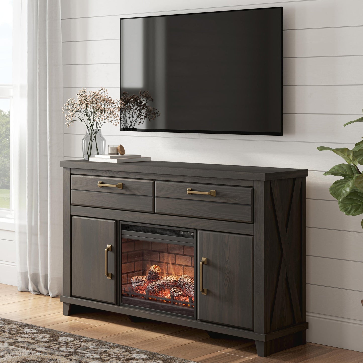 Brazen Valley 60" TV Stand with Electric Fireplace