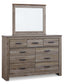 Zelen Full Panel Headboard with Mirrored Dresser and 2 Nightstands