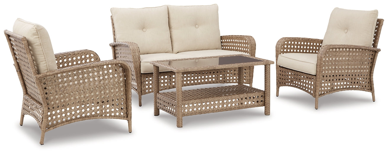 Braylee Outdoor Loveseat and 2 Chairs with Coffee Table