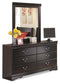 Huey Vineyard Full Sleigh Headboard with Mirrored Dresser, Chest and Nightstand