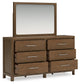 Cabalynn Queen Panel Bed with Storage with Mirrored Dresser